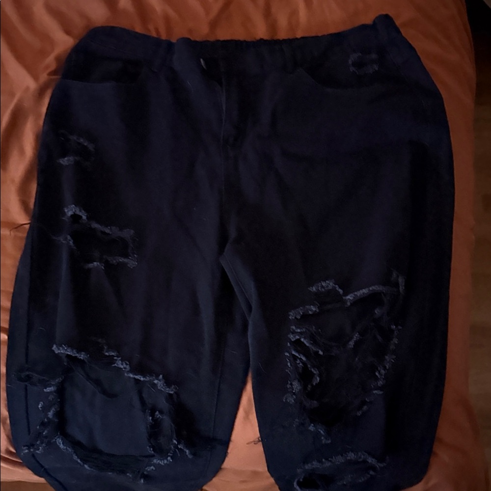 Black Distressed Pants